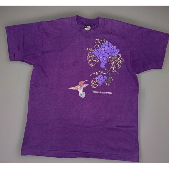 Vintage 90's Hummingbird Tennessee Winery‎ Single Stitch Made USA Purple Large - Picture 1 of 7